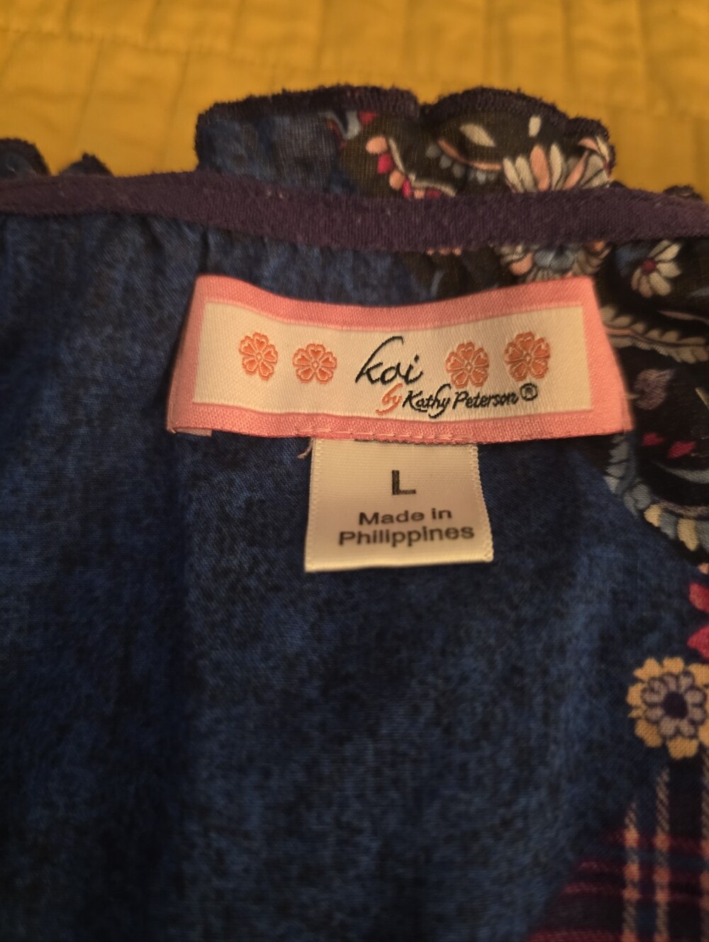 Koi Womens Patchwork Floral Paisley Tunic Scrib Top - Blue & Hot Pink - Picture 5 of 6